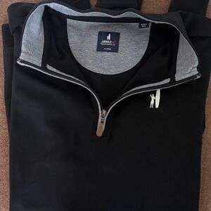 johnnie-O Black and Gray Zip-Up Sweater